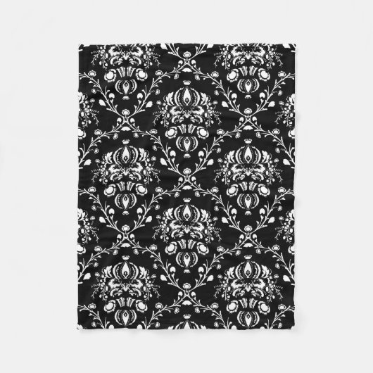 Zwart-witte Damask Fleece Deken (Voorkant)