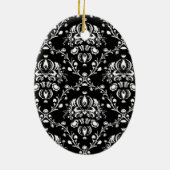 Zwart-witte Damask Keramisch Ornament (Achterkant)
