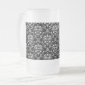 Zwart-witte Damask Matglas Bierpul (Voorkant links)