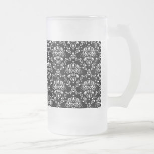 Zwart-witte Damask Matglas Bierpul