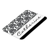 Zwart-witte Damask met naam Magneet (Linkerzijde)