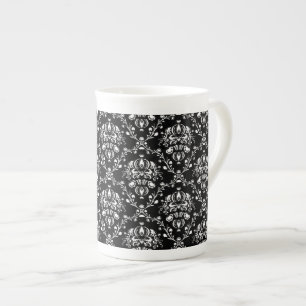 Zwart-witte Damask Porselein Kop