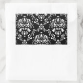Zwart-witte Damask Rechthoekige Sticker (Tas)