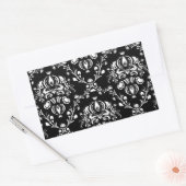 Zwart-witte Damask Rechthoekige Sticker (Envelop)