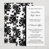 Zwart-witte Damask School Prom of Formal Kaart (Voorkant / Achterkant)