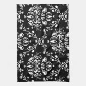 Zwart-witte Damask Theedoek (Verticaal)