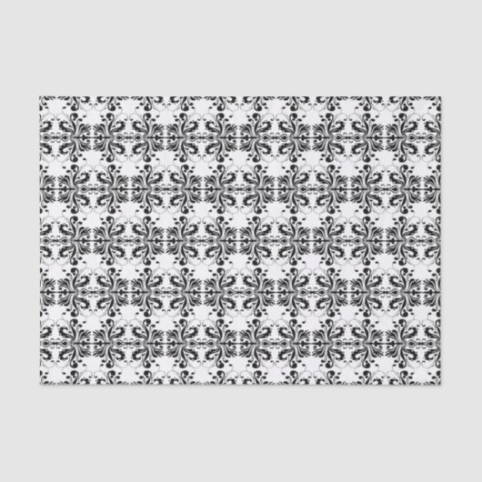 Zwart-witte Damask Tissuepapier (Voorkant)