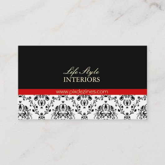 Zwart-witte Damask Visitekaartje (Voorkant)