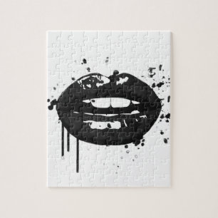 Zwart-witte de lippenillustratie van de legpuzzel
