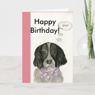 Zwart-witte de verjaardagskaart van het Spaniel Kaart