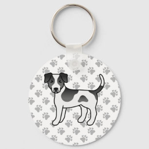 Zwart-Witte Deens-Zweedse Boerderijhond Mopshond Sleutelhanger