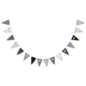 Zwart-witte Design Roze bloemen die vlag bundelen Vlaggetjes (Alle)