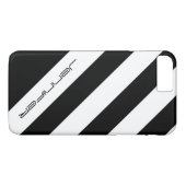 Zwart-witte diagonale streep, personaliseer naam Case-Mate iPhone case (Achterkant (Horizontaal))