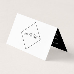 Zwart & Witte Diamant Foto Save The Date Kaart Visitekaartjes