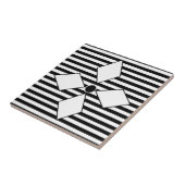 Zwart Witte Diamant Geometrische Strepen Patroon Tegeltje (Zijkant)