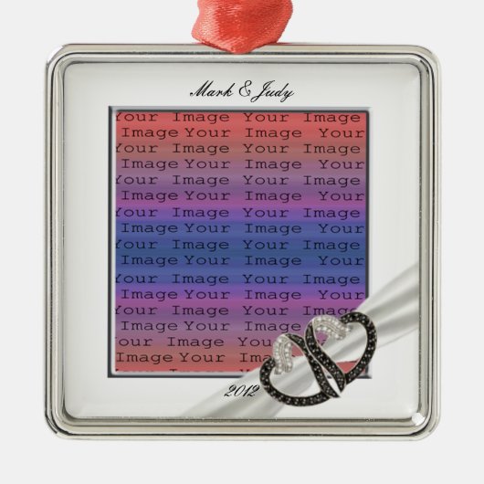 Zwart & Witte Diamanten Hartjes Ornament (Voorkant)