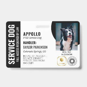 Zwart Witte Diensthond 2 Logos & Foto ID Badge