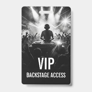Zwart Witte DJ Party Concert VIP Toegang Evenement Badge