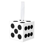 Zwart-witte dobbelstenen kerst kubus Ornament (Voorkant hoekig)