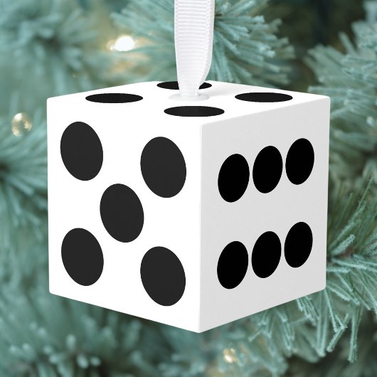 Zwart-witte dobbelstenen kerst kubus Ornament