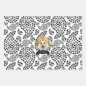 Zwart-witte dog en harten afdrukken van paisley inpakpapier vel (Voorkant)