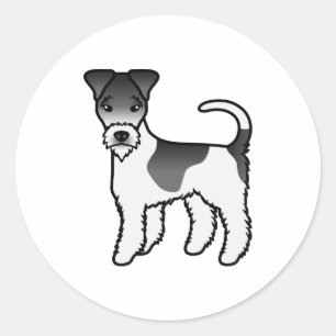 Zwart-Witte Draad Fox Terrier Schattige Cartoon Ho Ronde Sticker