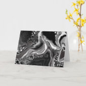 Zwart-witte, draagbare digitale Fluid Art leeg Kaart (Gele Bloem)