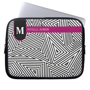 Zwart Witte Driehoek Patroon Laptop Hoes