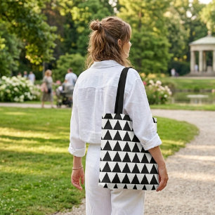 Zwart witte driehoeken cool moderne boodschappenta draagtas