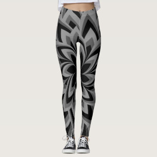 ZWART-WITTE DRONE BLOEMEN   LEGGINGS