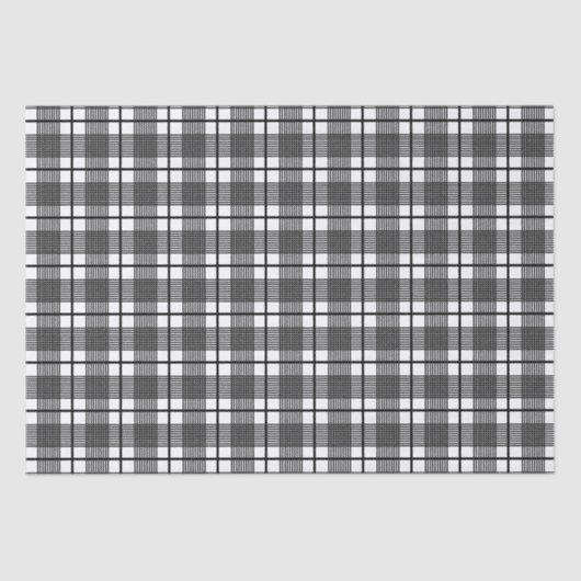 Zwart Witte Dunne Glen Plaid Patroon Tissuepapier (Voorkant)