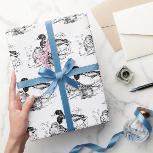 Zwart-witte eenden cadeaupapier