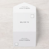 Zwart Witte Eenvoudige Minimalistische RSVP Trouwd All In One Uitnodiging (Buitenkant)