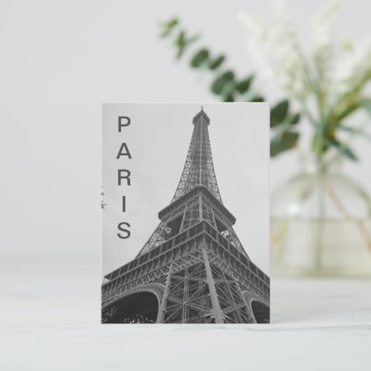 Zwart & Witte Eiffeltoren in Parijs Frankrijk Reiz Briefkaart (Staand voorkant)