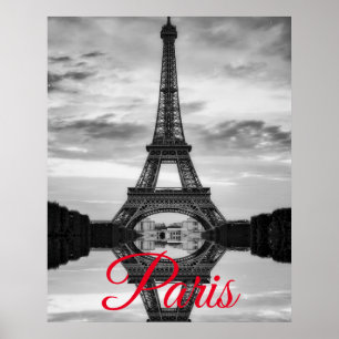 Zwart Witte Eiffeltoren Parijs Europese Reis Poster
