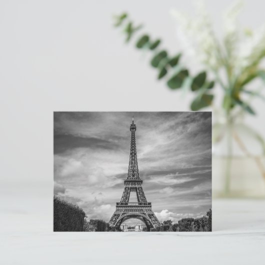 Zwart & Witte Eiffeltoren Parijs Frankrijk Briefkaart (Staand voorkant)