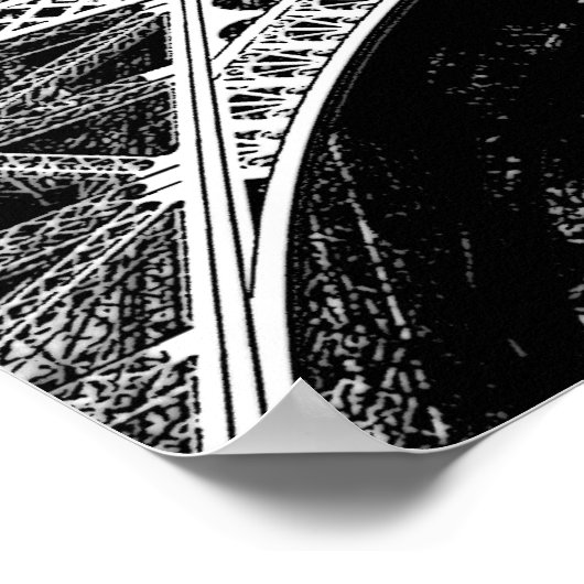 Zwart Witte Eiffeltoren Parijs Reizen Poster (Hoek)