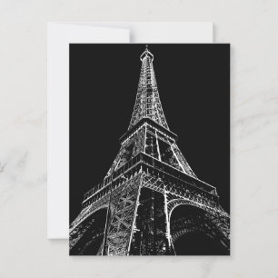 Zwart Witte Eiffeltoren Parijs Reizen Vintage Briefkaart