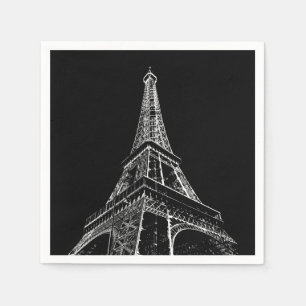 Zwart Witte Eiffeltoren Parijs Reizen Vintage  Servet