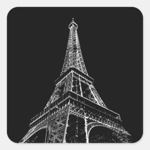 Zwart Witte Eiffeltoren Parijs Reizen Vintage Vierkante Sticker