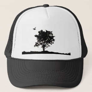 Zwart-witte eikenboom met kraaiTrucker-haat Trucker Pet