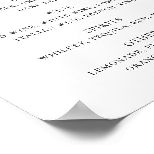 Zwart-witte elegante drinken van het manuscript br poster (Hoek)