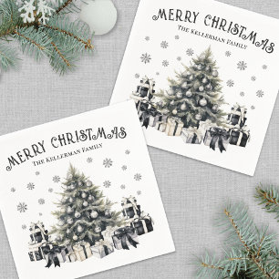 Zwart Witte Elegante Kerstboom Servet