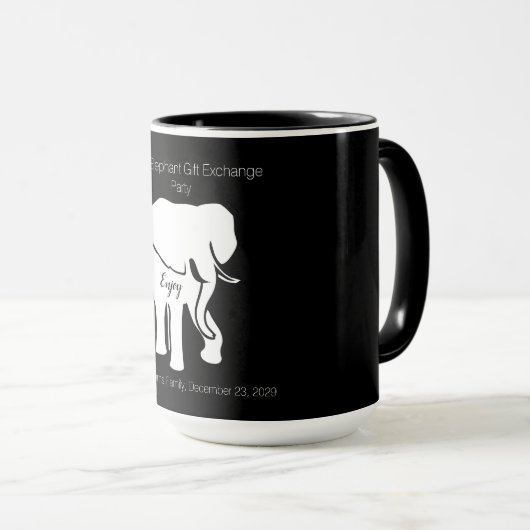 Zwart-witte ellephant Gift Exchange - aangepaste t Mok (Voorkant rechts)