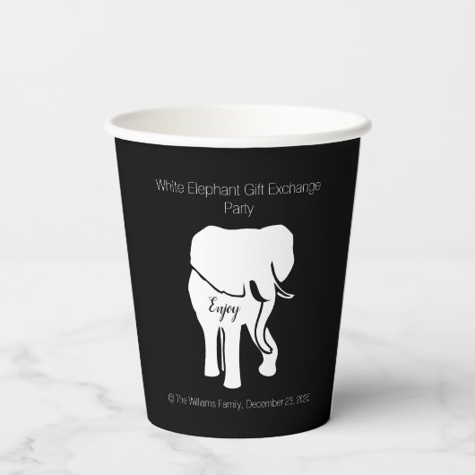Zwart-witte ellephant Gift Exchange - aangepaste t Papieren Bekers (Achterkant)