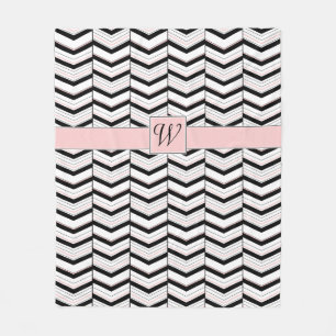 Zwart Witte en Blush Chevron Fleece Deken