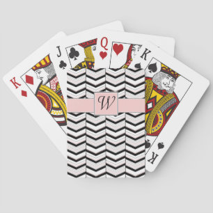 Zwart Witte en Blush Chevron Speelkaarten
