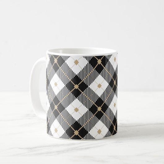 Zwart witte en goudbuffels Klassieke Mok (Voorkant links)
