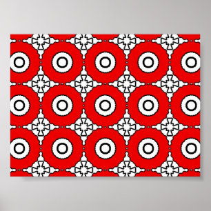Zwart witte en rode cirkels Afdrukken Poster