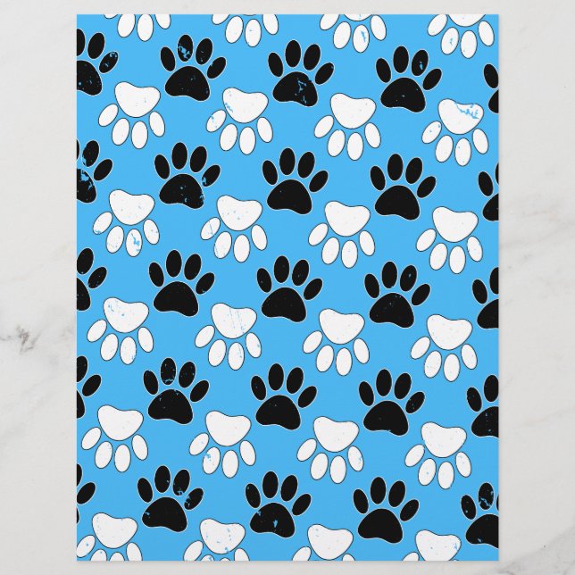 Zwart-witte en rode vlekken op blauwe achtergrond (Voorkant)